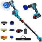Jovant Cordless Telescoping Power Drill&Cleaning Tools with 1-Max 20V Battery and 2.4A Charger.2-in-1 Cordless Pole Drill and Cleaning Brush with 1 * 5MM Drill Bit and 7*Pcs Drill Brush