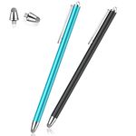 Mixoo Stylus Pens for Touch Screens, 2-Pack High Sensitivity Tablet Pen with 2 Replacement Tips, Universal Capacitive Stylus Pen for iPad, iPhone, Samsung Galaxy, Huawei, Xiaomi (Blue+Black)