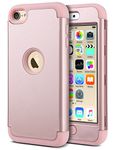 ULAK iPod Touch 7th Generation Case, iPod Touch 5 Case,Heavy Duty High Impact Shockproof Protective Case Soft Silicone & Hard PC Cover Apple iPod Touch 5/6/7th Generation, Rose Gold