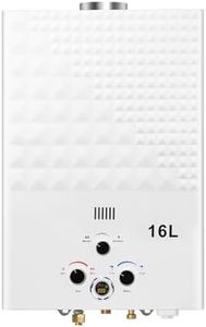 Chauffe-eau à Gaz,16L Chauffe-Eau Sans Réservoir Portable, Chauffe-eau Instantané au Propane Avec Affichage Numérique Multi-protection Pour les Voyages en Camping, RV Voyage [Classe énergétique A]