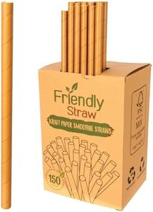 Friendly Straw 150 Pack Biodegradable Jumbo Smoothie Kraft Paper Straws, 19.7CM x 1CM Extra Wide Paper Straws Bulk Pack