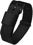 20mm Black - BARTON Elite NATO® Style Watch Strap - Black Buckle - Seat Belt Nylon Watch Bands