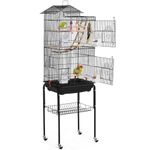 Yaheetech Roof Top Large Flight Parakeet Parrot Bird Cage with Rolling Stand for Parakeets Cockatiels Lovebirds Finches Canaries Budgie Conure Small Parrot Bird Cage Birdcage