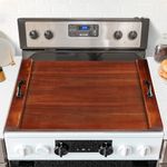 Calmbee Noodle Board Stove Cover, Premium Acacia Wood Stove Top Covers for Electric Stove, 30" x 22" Wooden Gas Stove Cover Stovetop Cover - Used as Serving Tray or Sink Cover for More Usable Space