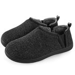 Snug Leaves Men's Faux Wool Slippers Comfy Warm Winter House Shoes with Elastic Gores Dark Grey, 8-9 UK