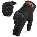 Islero Leather ALL Weather Windproof Waterproof Motorbike Motorcycle Gloves Carbon Fiber Knuckle Racing Riding Hipora Smart Phone Capacitive Touch Compatible (Black, XL)