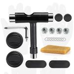 WENGINS Skate Tool All-in-1, Skate Tools with T-Type Allen Key and L-Type Phillips Head Wrench Screwdriver and Replacement Longboard Gloves Slide Puck