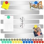 Wukong 30x3cm, 8 Pack Magnetic Stainless Sliver Boards Strips, Adhesive Backing Bulletin Bar Board, Memo Board with 32Pcs Colorful Magnets for Office, Home, Photo Wall, Documents and Fridge