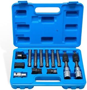 CCLIFE 13 Pzs Herramientas de Polea de Alternador 12.5 mm 1/2" Drive Alternador Reemplazo Herramienta Zócalo Llave Adaptador Para Varios Generadores de Vehículos