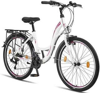 Stella Bicicleta para Mujer, 26 Pulgadas, luz de Bicicleta, Cambio 21 Marchas, Bicicleta de Ciudad para niñas y niñas, Florenz, Amsterdam, Hollandrad, diseño Retro, Blanco
