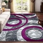 Area Rugs for Living room Bedroom Hallway Dinging Room Kitchen - Shaggy Dense Pile Hall Runners Non Slip Extra Long Carpet Floor Mat - Purple, 160 x 230 cm