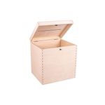 DECOCRAFT Unfinished Lockable Wooden Wedding Card Box, Decoration, Organisation, Large Natural Wood Craftsmanship, Rustic Home Decor, Keepsake, Chest 29 x 25 x 30 cm.