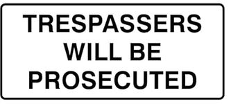 Safety Signs | Combo Pack of 5 trespassers will be prosecuted white bg Foam Board fixed Waterproof Sticker with double sided tape on backside