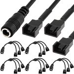 DKARDU DC Power Supply Plug to Three 3-Pin & 4-Pin PC Fan Power Adapter Cable, DC Female Plug to Three 3-Pin & 4-Pin Male Connector PC Case Fan Power Conventer Cable for PC Fan (5 Pack)