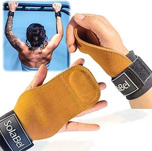 SolaBel So Comfy Weight Lifting Wrist Straps in Leather, No-Slip Workout Gloves for Heavy Duty Powerlifting, Pull-ups, Deadlift, Strength Training with Palm Protection for Men for Women