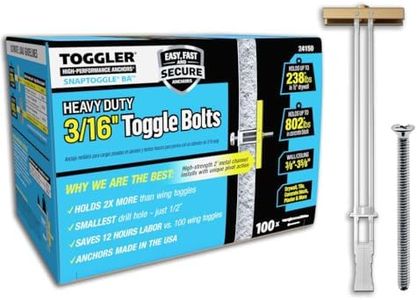 TOGGLER SNAPTOGGLE Heavy-Duty Drywall Toggle Bolt – 3/16"-24 UNC Zinc-Plated Anchor for Hollow Walls, Plaster & Tile – Holds 238 lbs in 1/2" Drywall, Easy Install – 100 Pack (W/Flathead Bolts)