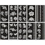 10 Sheet Henna Tattoo Stencil & Templates for Women Body Painting Reusable Glitter Temporary Tattoo Stickers 17.5 X 8.5cm (1)