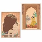 Wallify MadhubaniTheme Digital Painting for Wall Decoration - Wall Art Prints for Living Room Bedroom Office, living room Décor, wall hanging frames Set of 2 (traditional 4, 13x17 inch)