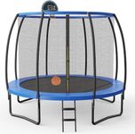 GYMAX 12FT Trampoline with Basketball Hoop, Enclosure Net, Safety Pad and Ladder, Outdoor Combo Bounce Children Trampoline for Kids Adults