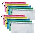 A6 Document Folder File Zipper Bags Plastic Wallets Folder Extra Thick 10PCS (A6 Zip Bag)