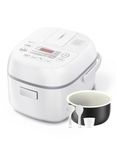 Toshiba Mini Rice Cooker, 3 Cups Uncooked Small Rice Cooker, Steamer & Warmer, With Fuzzy Logic And One-Touch Cooking, 24 Hour Delay Timer And Auto Keep Warm Feature, White