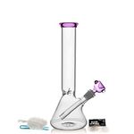 11" Glass Water Pipe 14.5mm Glass Bong Water Bong Percolator Filter Recycler Bongs with Downstem Bowl Adapter (Pink)