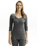 Jockey Snug Fit Low-Neck Thermal 3 Quarter Sleeved Top for Women 2503_Charcoal Melange_M