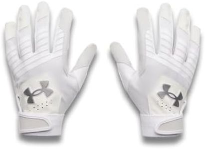 Under Armour Boys' Clean Up Baseball Gloves, (100) White/White/Metallic Silver, Small