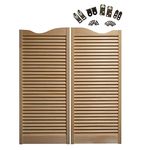 Saloon | Cafe Doors Premade for Any 30" Finished Opening (42" Tall Doors) Pine Louvered Doors: Includes Oil Rubbed Bronze Hardware-Quick Shipping!- Saloon Swing Bar Pub Swinging Door