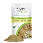 Davis Finest Organic Multani Mitti Indian Healing Clay Powder 100g, Facial Mask Face Pack, Hair, Skin, Dark Spots, Discoloration, Brightening, Exfoliating, Deep Cleansing