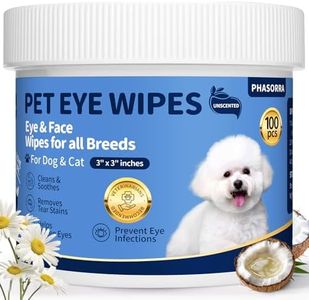 PHASORRA Dog Eye Wipes, Eye Wipes for Dogs & Cat, Gently Remove Tear Stain, Eye Debris, Discharge, Mucus - 100pcs