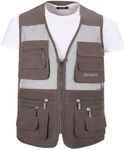 Hbufnha Men's Mesh Lightweight Vest Outdoor Work Multi Pockets Fishing Hunting Breathable Vest, 2#graybrown, X-Large