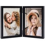 ORIVAN 4x6 Double Picture Frames Hinged Folding Photo Frames with Glass Vertical Stand Frames (Black)