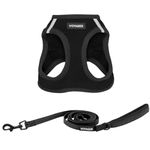 Voyager Step-In Air Dog Harness w/ Leash - All Weather Mesh Step in Vest Harness for Small and Medium Dogs by Best Pet Supplies - Black, XL (Chest: 20.5 - 23")