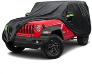 auKMto Car Cover Waterproof Fit for Jeep Wrangler 2 Doors, Waterproof All Weather for Automobiles, Outdoor Full Cover Sun UV Rain Protection with Cotton, Easy to Instal