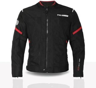 TVS Racing Tech-Core Road Jacket for Men | CE2 armour <5kN at Shoulders Elbows and Back | 600D Chassis | 310gsm Vent Mesh | High-Vis Reflective Tech| YKK zippers | Black-Red, Size-L