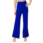 ABACADA'S GAJAB Women's Regular Fit Daffodils Wool Palazzo (Wool-Plazo-015_Royal Blue_XL)