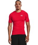 Under Armour Men's Armour HeatGear Compression Short-Sleeve T-Shirt , Red (600)/White , Medium