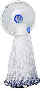OTOEZ 3/4/5/6/8FT Radius Saltwater Fishing Cast Net Easy Throw Fishing Net Strong Nylon/Tire Line Mesh Spin Bait Trap with Sinker Aluminum Frisbee (5FT, Nylon Line with Ring)