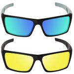 EFERMONE® Combo of Night Driving glasses and Day time sport sunglasses for Bike and Car Riding| Anti-Glare | Wraparound Design | Vehicle Beam Reduction | 100% UV400 Protection with Lens Cleaner