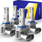 AUTOONE 9005 9006 Combo LED Headlight Kit, 600% Super Bright HB3 HB4 High and Low Beam Bulbs Fog Lights Replacement, 6500K Cool White, Pack of 4