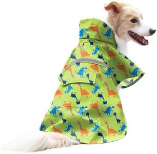 NACOCO Large Dog Raincoat Adjustable - Pet Dinosaurs Water Proof Clothes Lightweight Rain Jacket Poncho Hoodies with Strip Reflective Green (XXXL, Green Dinosaur)