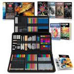 Kalour 154PCS Art Supplies - Sketching & Drawing Kit with Sketchbook,Tutorial Book,Coloring Paper - Graphite,Colored, Charcoal, Watercolor & Metallic Pencils - Drawing Tools for Artists and Beginners