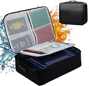 File Organizer Bags,Fireproof Box (15x11x3.93inch),3-Layer Important Document Bag,Waterproof Home Office Travel Safe Filing Organizer with Lock,Document Holder for File Passport Certificates Laptop