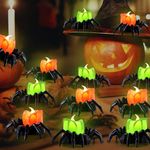 4TH Emotion 12PCS Halloween Spider Tea Lights with Battery, Halloween Tea Lights, Pumpkin Halloween Candle Lamp for Halloween Party Table Decorations 8.5×7×5cm