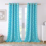 Story@Home Door Curtains 7 Feet Long Set of 4 100% Cotton, Geometric Print Bohemian Door Curtains for Living Room, Bedroom, 116 x 215 cm, Aqua Blue, Perfect for Festive Gifting