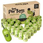 SA Products Dog Poop Bags - Compostable Dog Poo Bags for All Pets, Cats - Easy to Tear Off, Travel-Friendly, No Leak - Includes Adjustable Poop Bag Dispenser - 13.5x9" Size, 27 Rolls, 540 Pooh Baggies