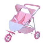 Olivia's Little World Double Twin Baby Doll Pram Stroller Pushchair Pink Stars OL-00012