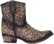 CORRAL Women's Western Style Cowgirl Round Toe Leopard Print Suede Leather Zipper Ankle Boots, 7.5, Medium