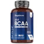 WeightWorld BCAA Tablets 2000mg - 180 Tablets - Key Amino Acids (L-Leucine, L-Valine & L-Isoleucine) - with Vitamin B6 & B12-3 Months Supply - Vegan BCAA Supplement for Men & Women - Vegan & Non-GMO